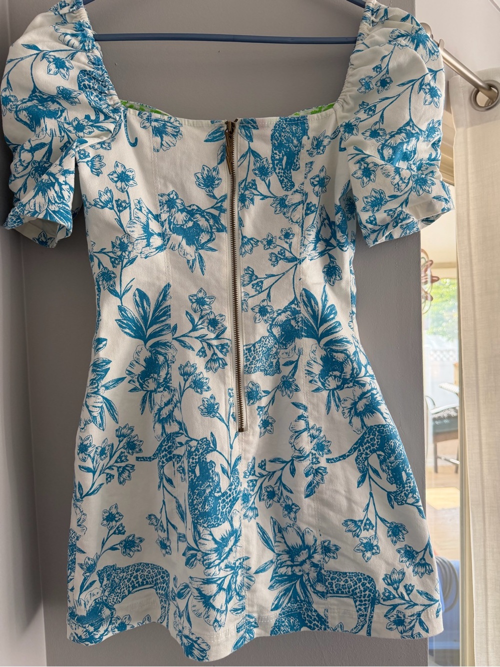 Betsey Johnson Blue Athina Floral Puff-Sleeve Mini Dress - Picture 3 of 8